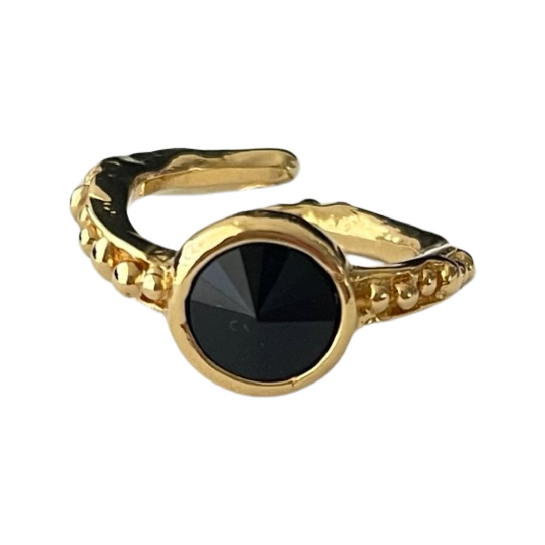 TRA-LA-RA GRECIA BLACK CRYSTAL RING - Carol & Co Jewelry