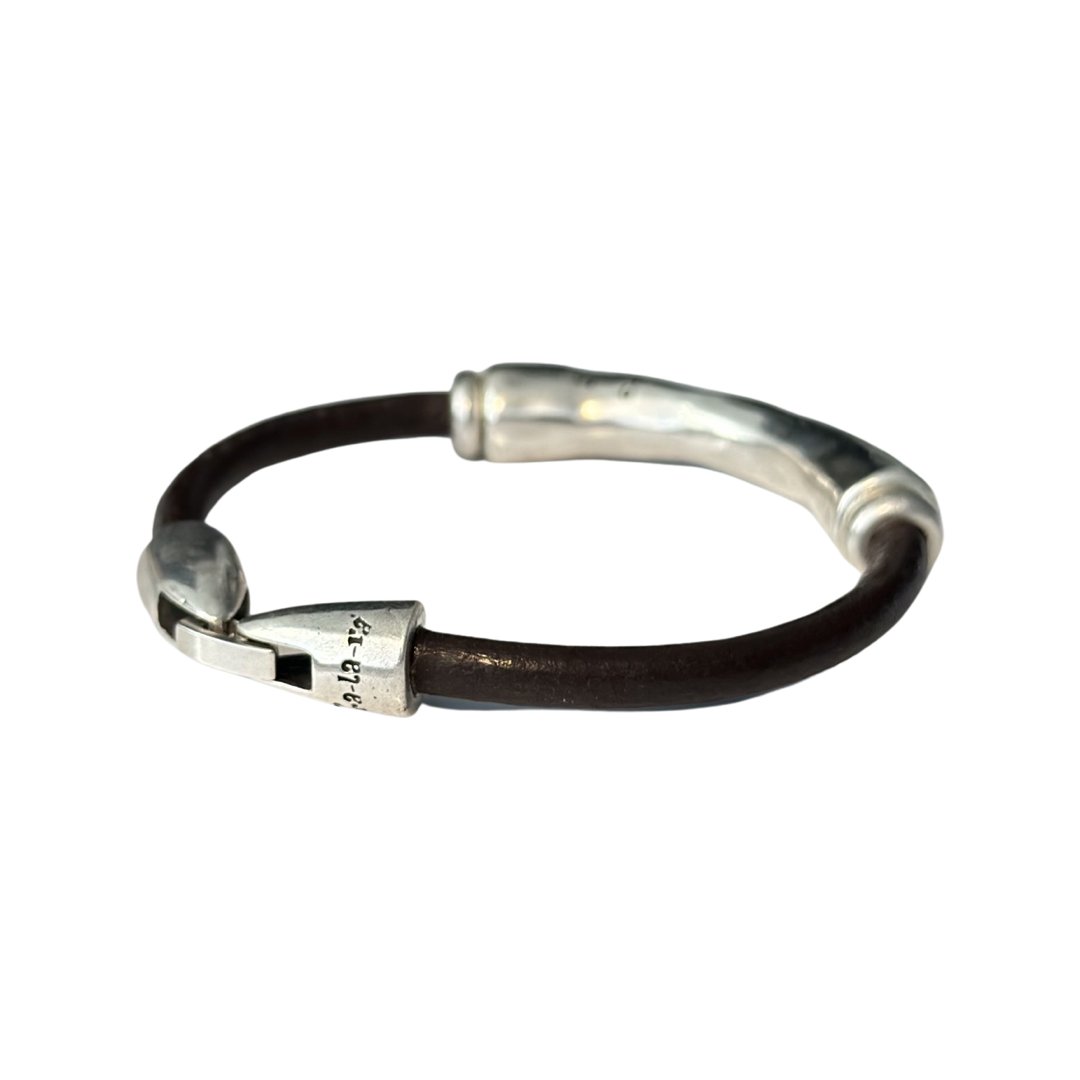 TRA-LA-RA MEN ROUND LEATHER TUBE WITH CHARM BRACELET - Carol & Co Jewelry