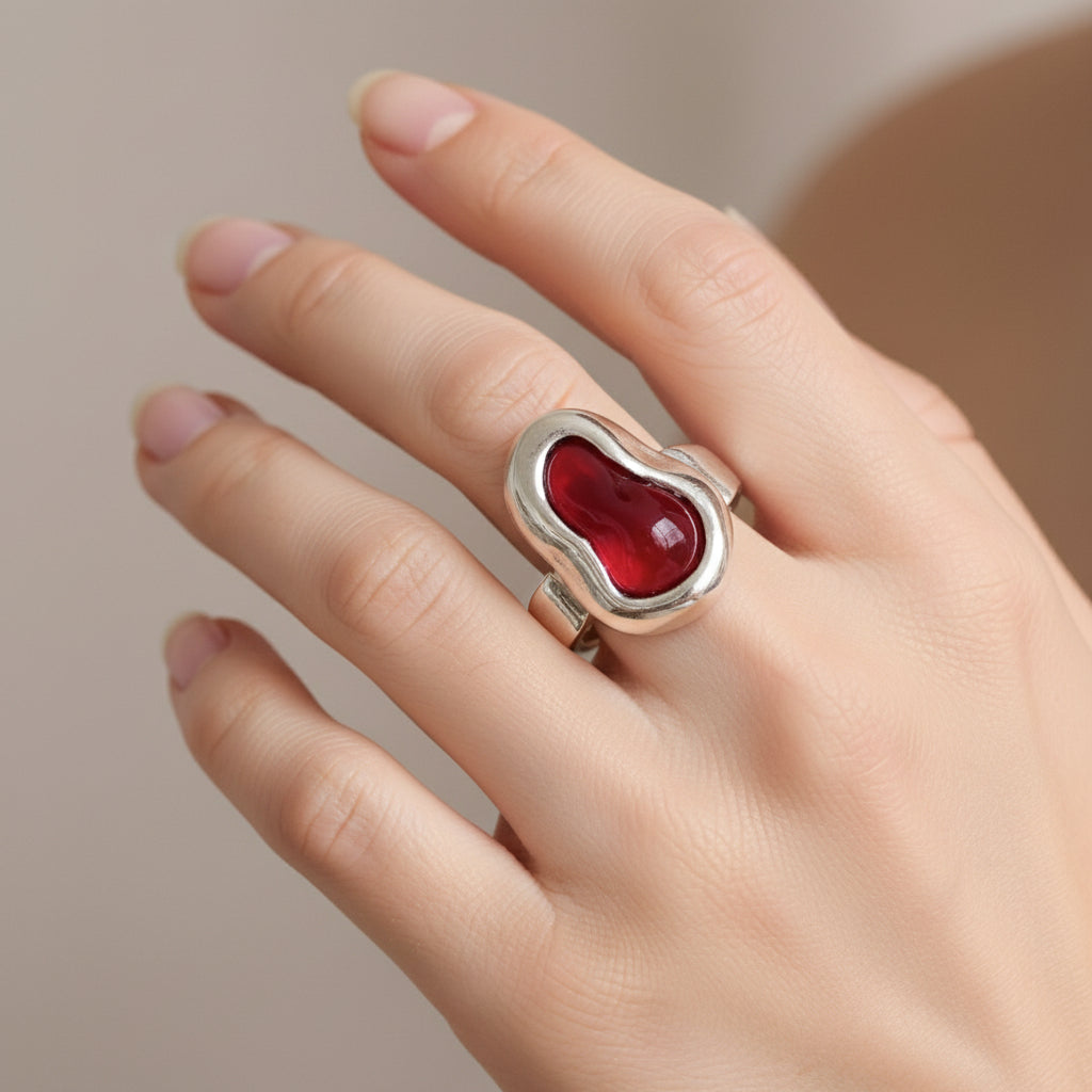 TRA-LA-RA RED LAGRIMA ADJUSTABLE RING - Carol & Co Jewelry