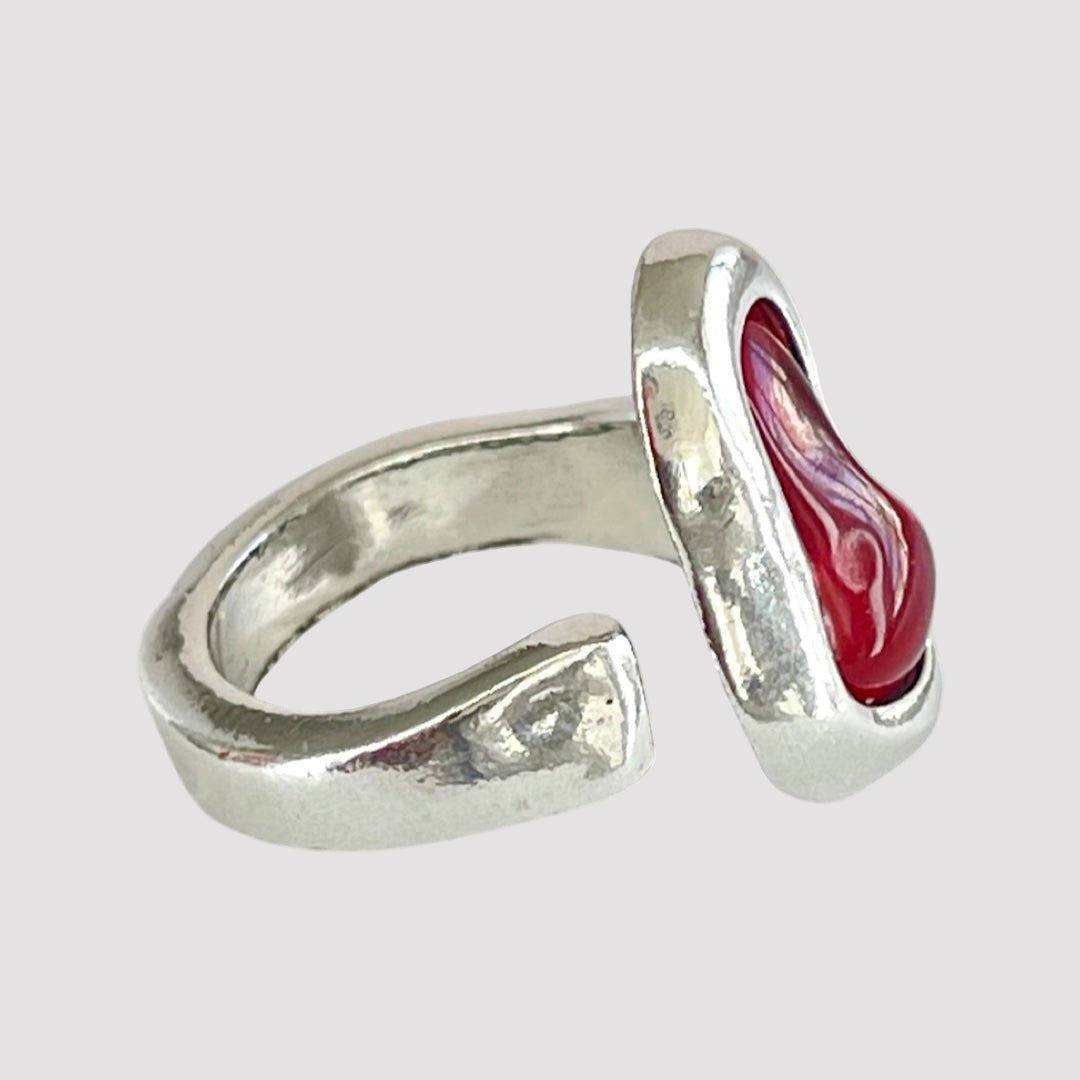 TRA-LA-RA RED LAGRIMA ADJUSTABLE RING - Carol & Co Jewelry