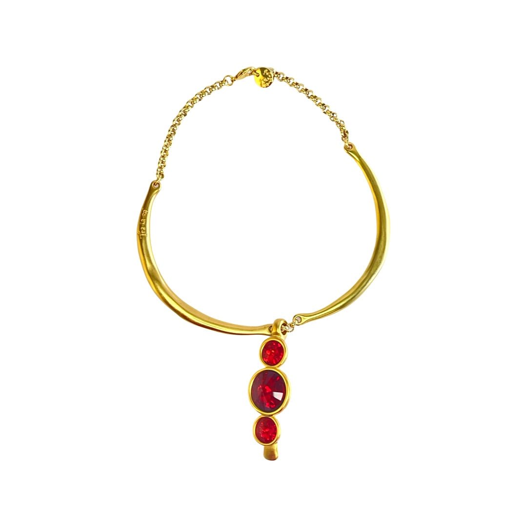 TRA-LA-RA STELAR RED CRYSTALS 24K GOLD CHOKER - Carol & Co Jewelry