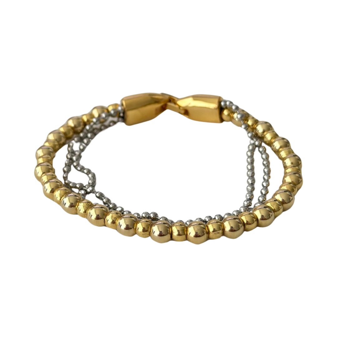 TRA-LA-RA TRIO BEADS AND BALLS CHAIN BRACELET - Carol & Co Jewelry