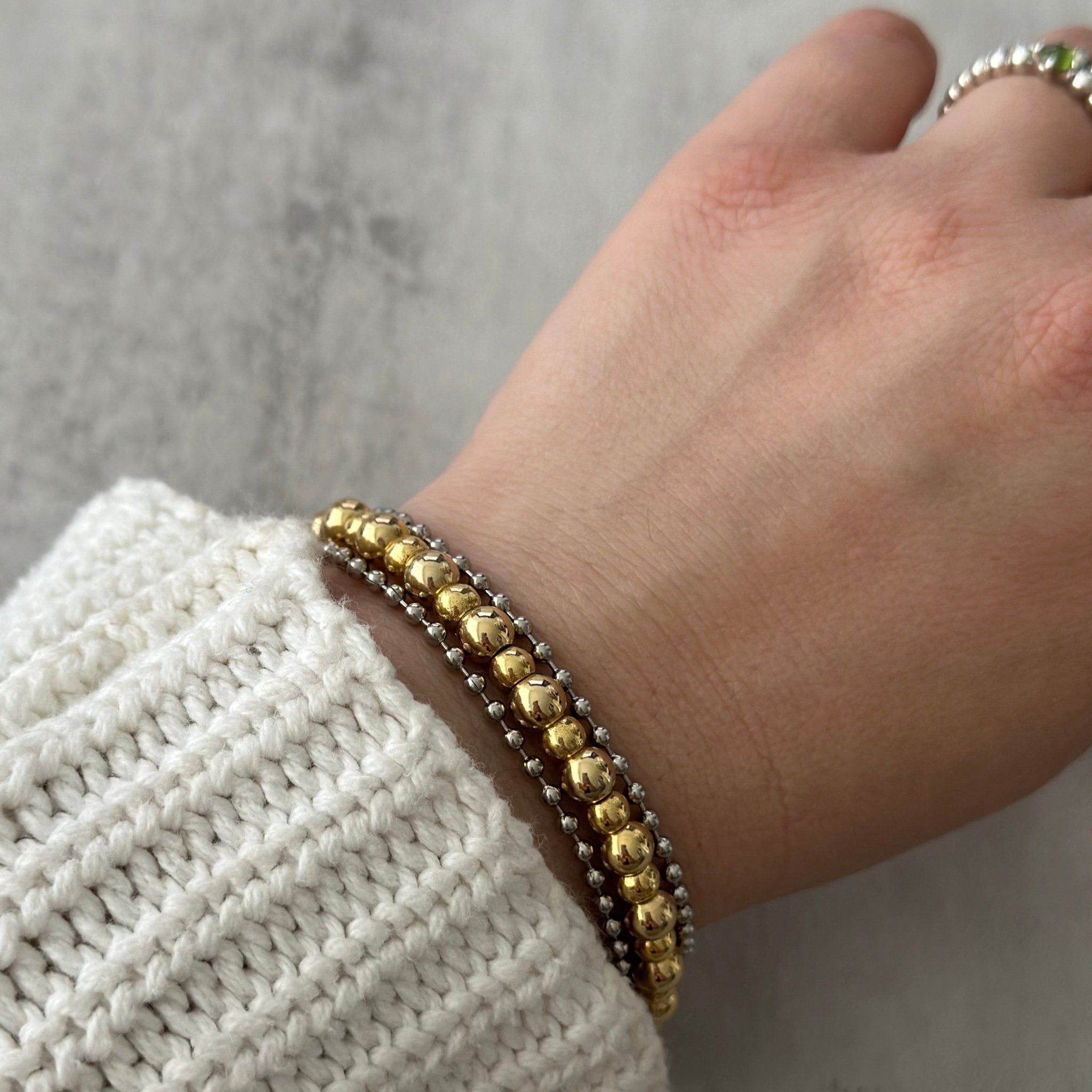 TRA-LA-RA TRIO BEADS AND BALLS CHAIN BRACELET - Carol & Co Jewelry