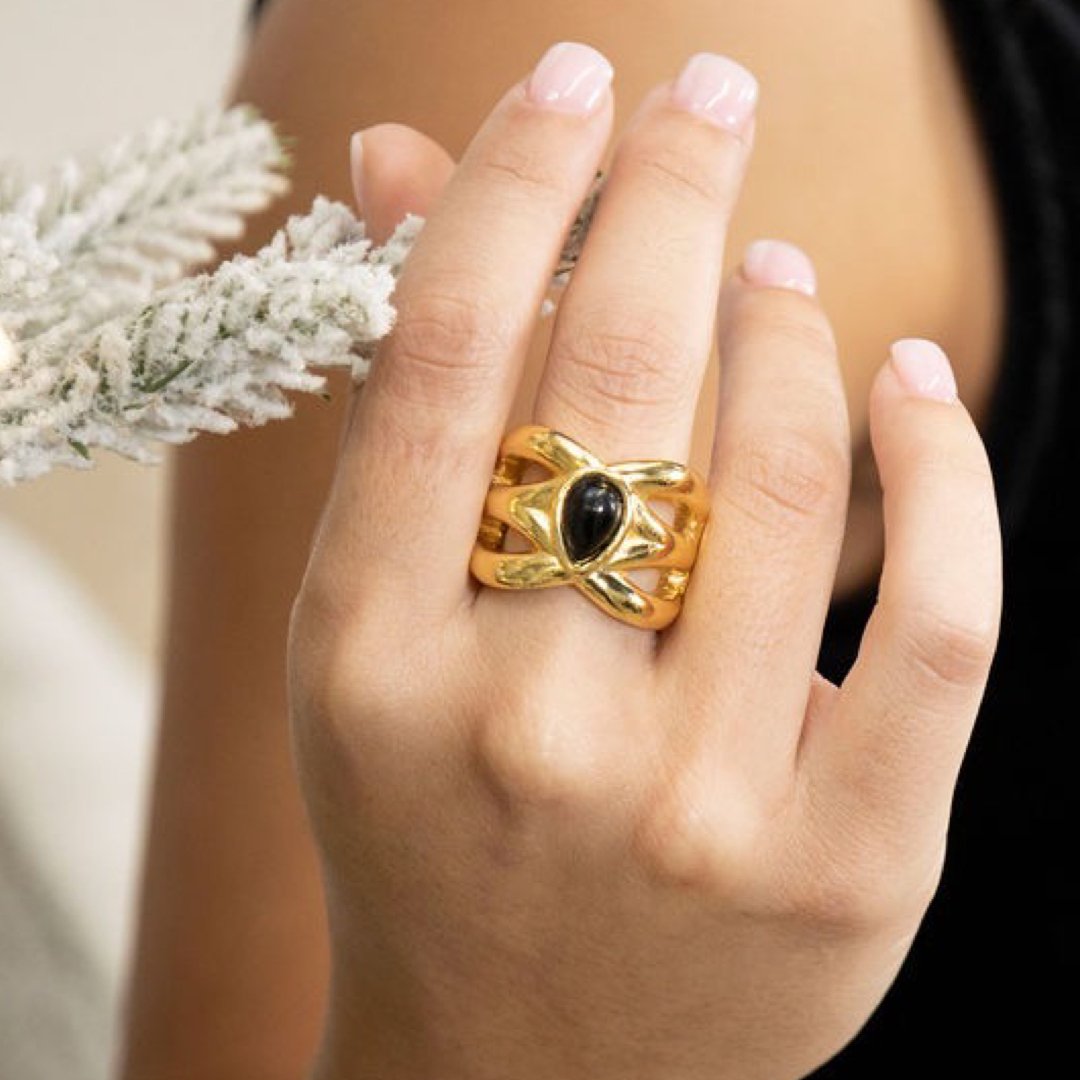 TUCCO ALHAMBRA BLACK MURANO RING