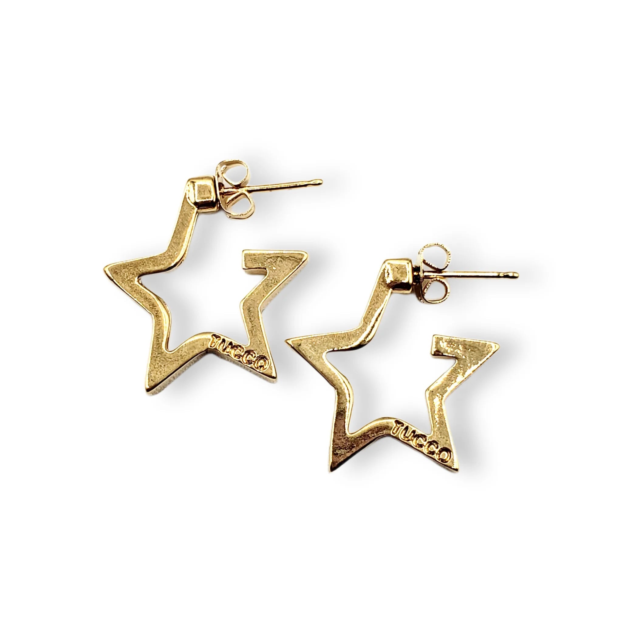 TUCCO STAR SHAPED HALF HOOP EARRINGS - Carol & Co Jewelry