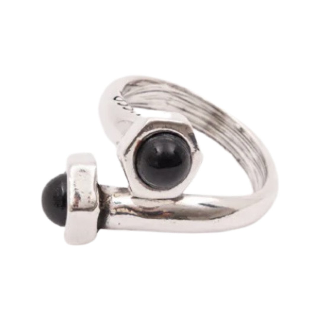 TUCCO TUERQUIN BLACK CRYSTAL ADJUSTABLE RING - Carol & Co Jewelry