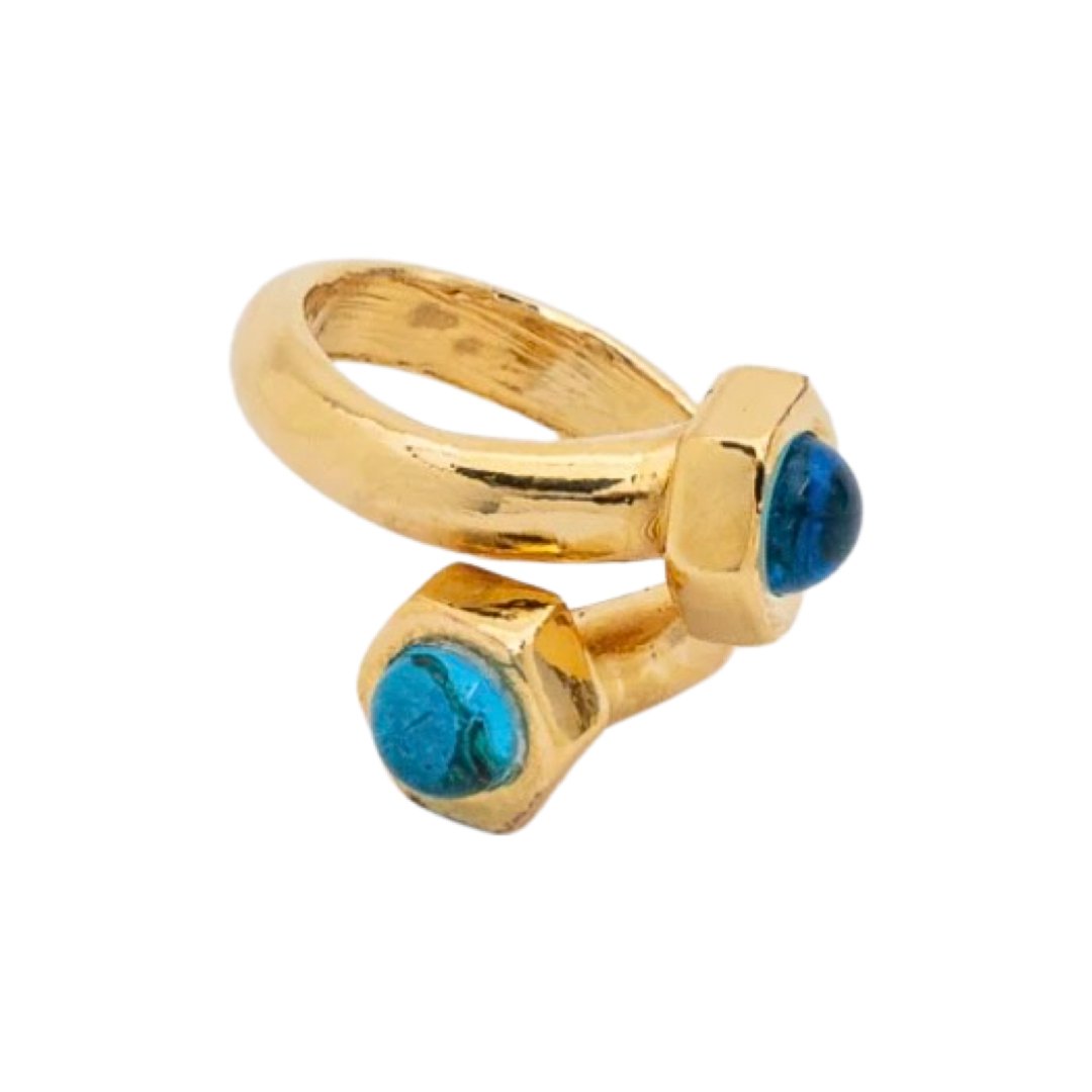 TUCCO TUERQUIN BLUE CRYSTAL ADJUSTABLE RING - Carol & Co Jewelry