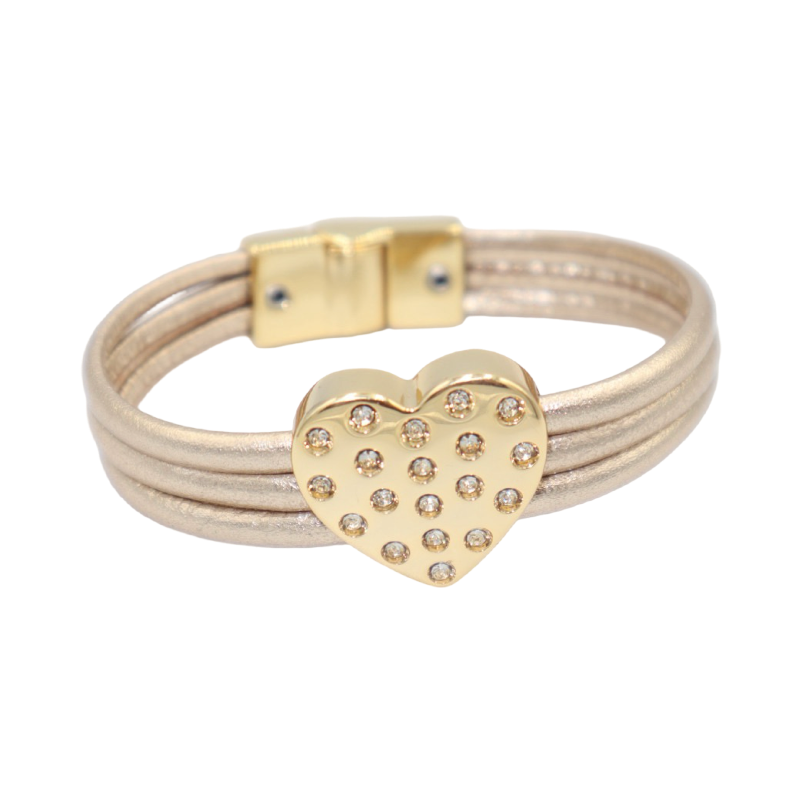 EMILIA KIPPER HEART BRASS AND LEATHER BRACELET