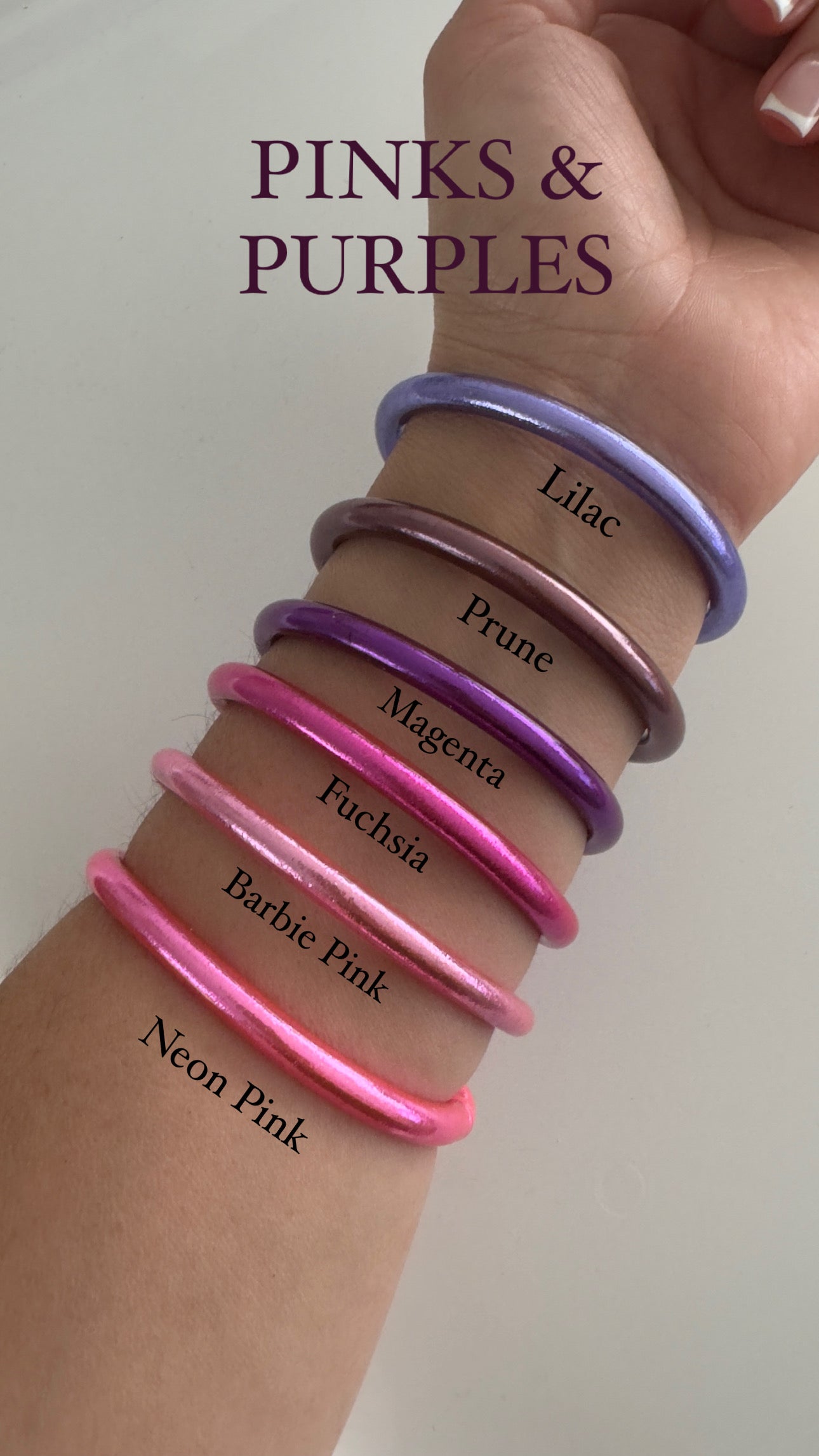 BLESS “ALL WEATHER SINGLE BANGLE”-PINKS AND PURPLE