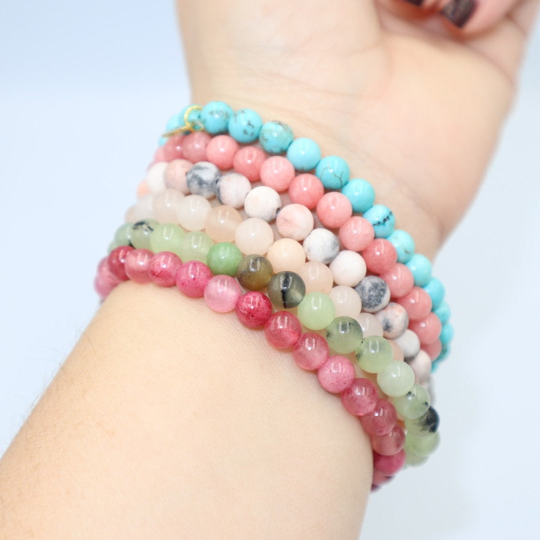 SOLID COLOR GLASS BEADS ELASTIC BRACELET (Copy)