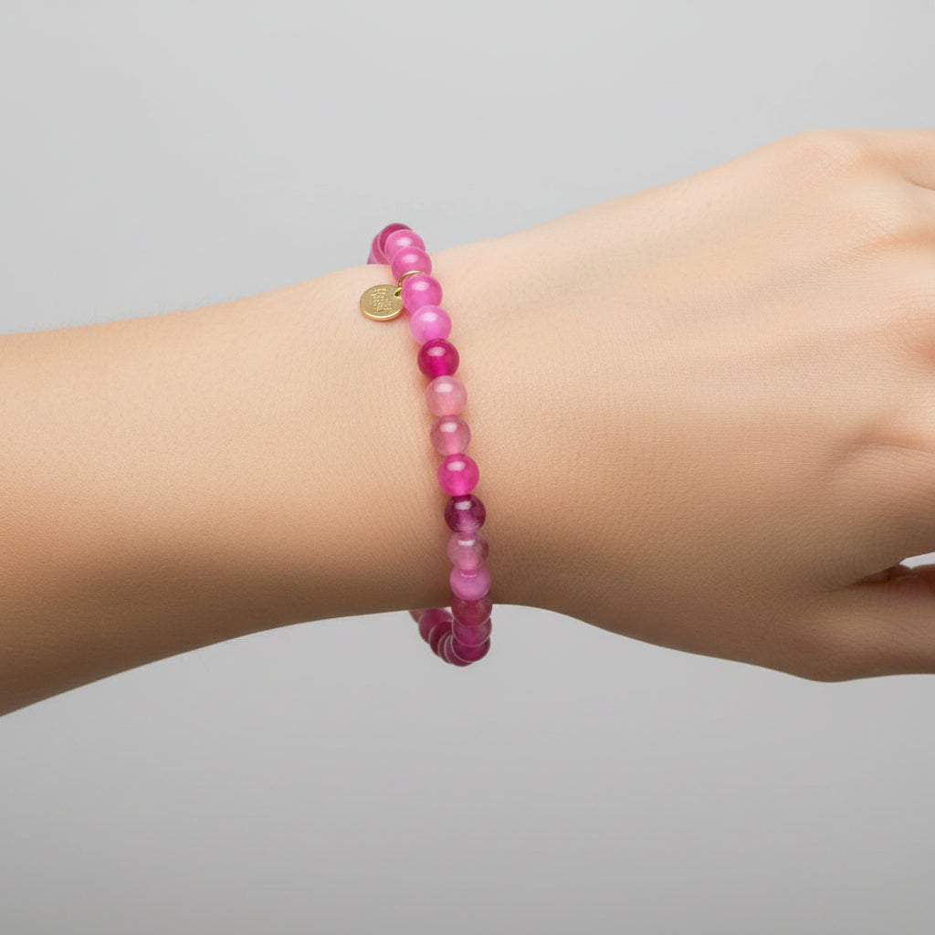 MULTICOLOR GLASS BEADS ELASTIC BRACELET