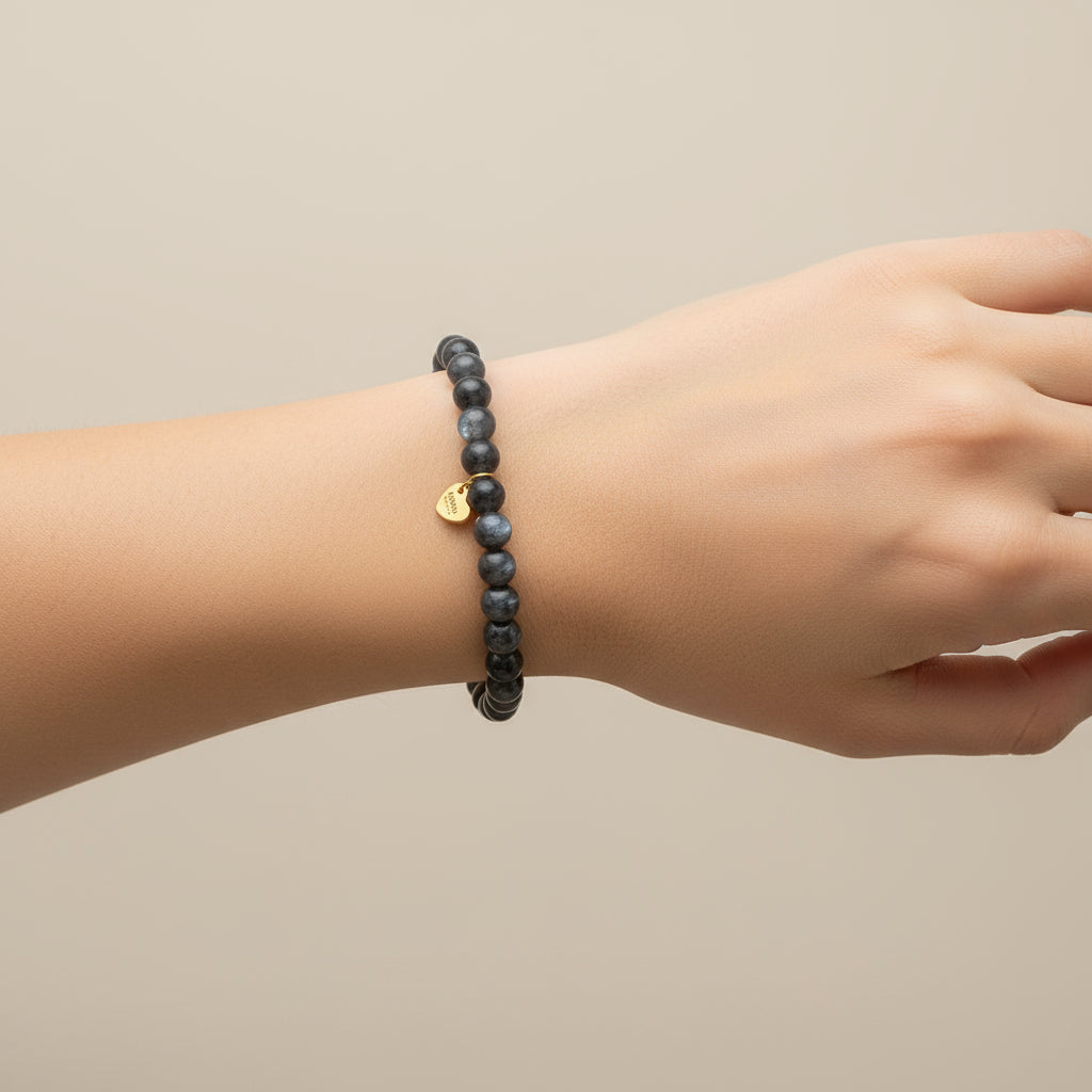 MARBLE GLASS BEADS ELASTIC BRACELET