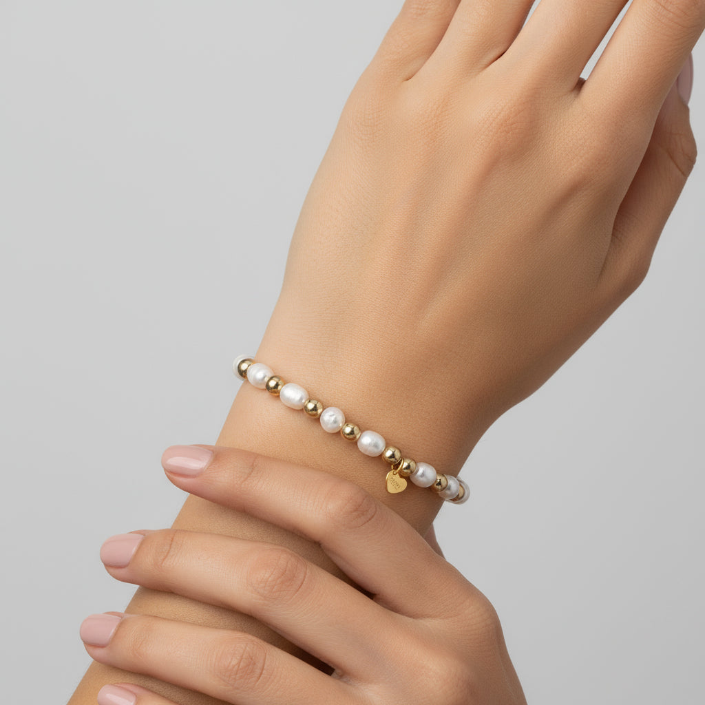 CRASH BOAT FRESHWATER PEARLS ELASTIC BRACELET WITH BEADS