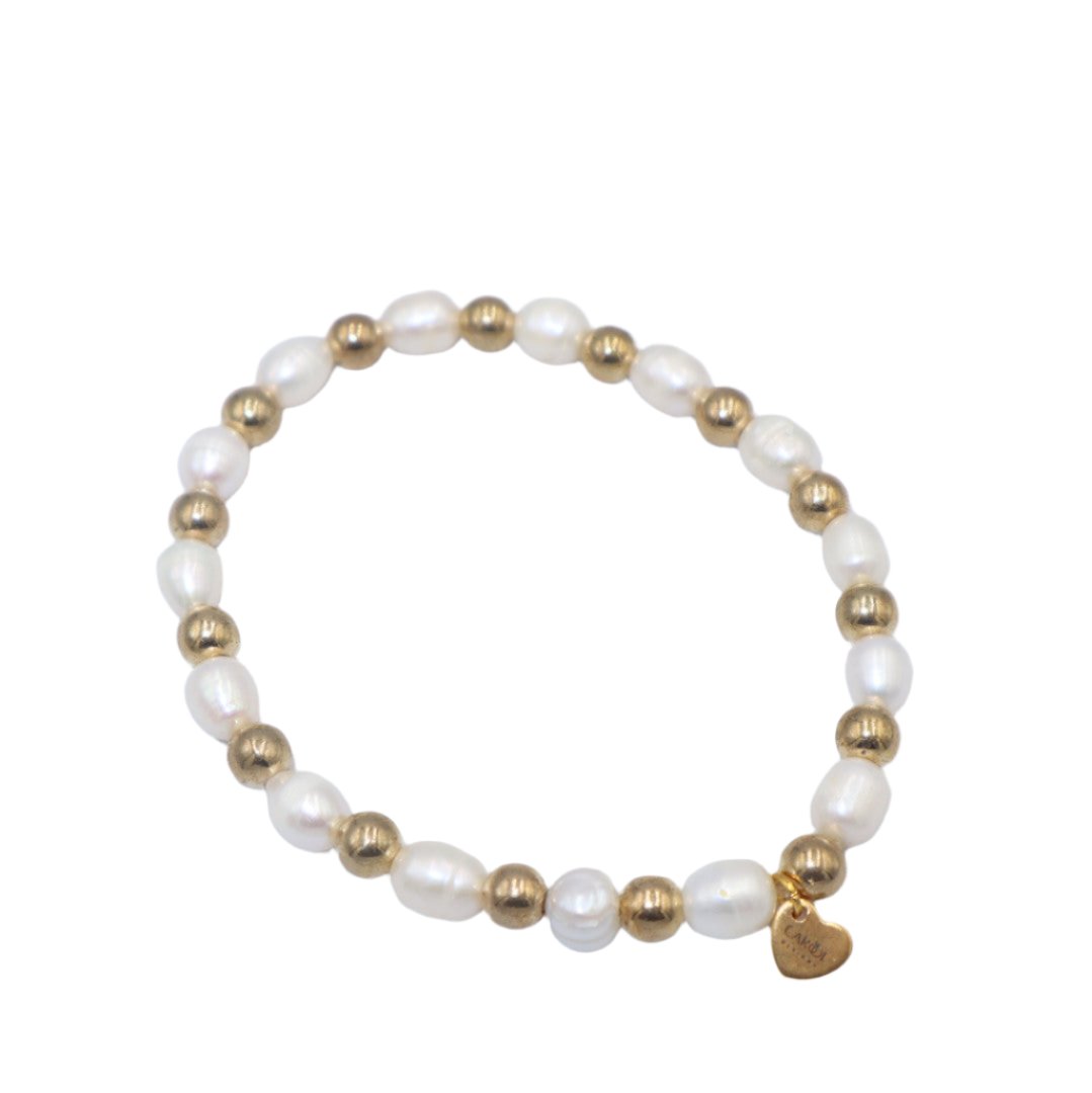 AMY FRESHWATER PEARLS ELASTIC BRACELET WITH BEADS