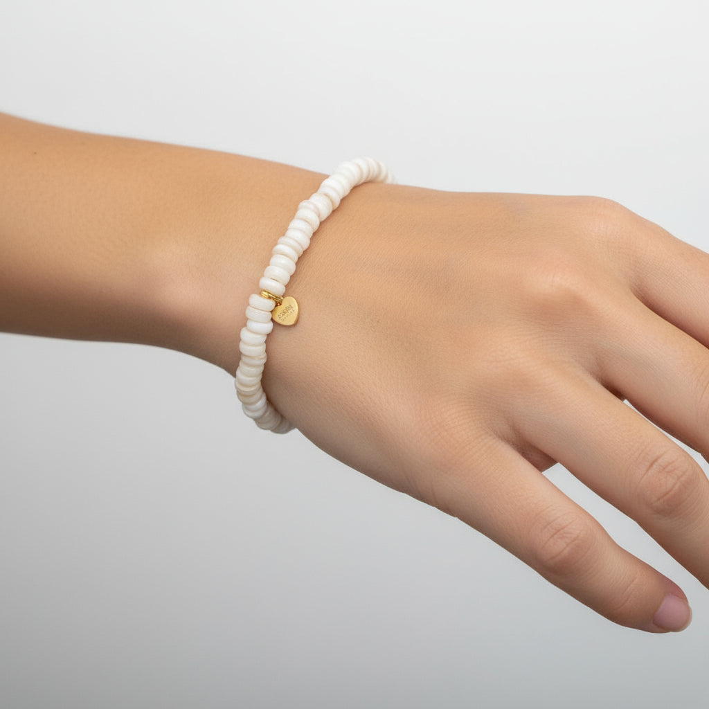 ARRECIFE RONDELLE GLASS BEADS ELASTIC BRACELET