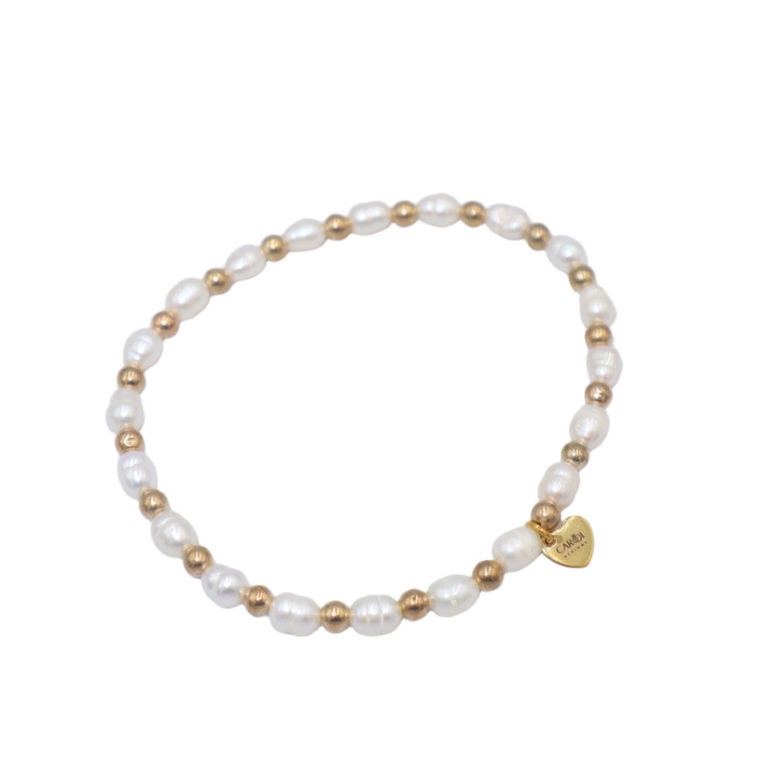 EMILIA THIN FRESHWATER PEARLS ELASTIC BRACELET WITH BEADS