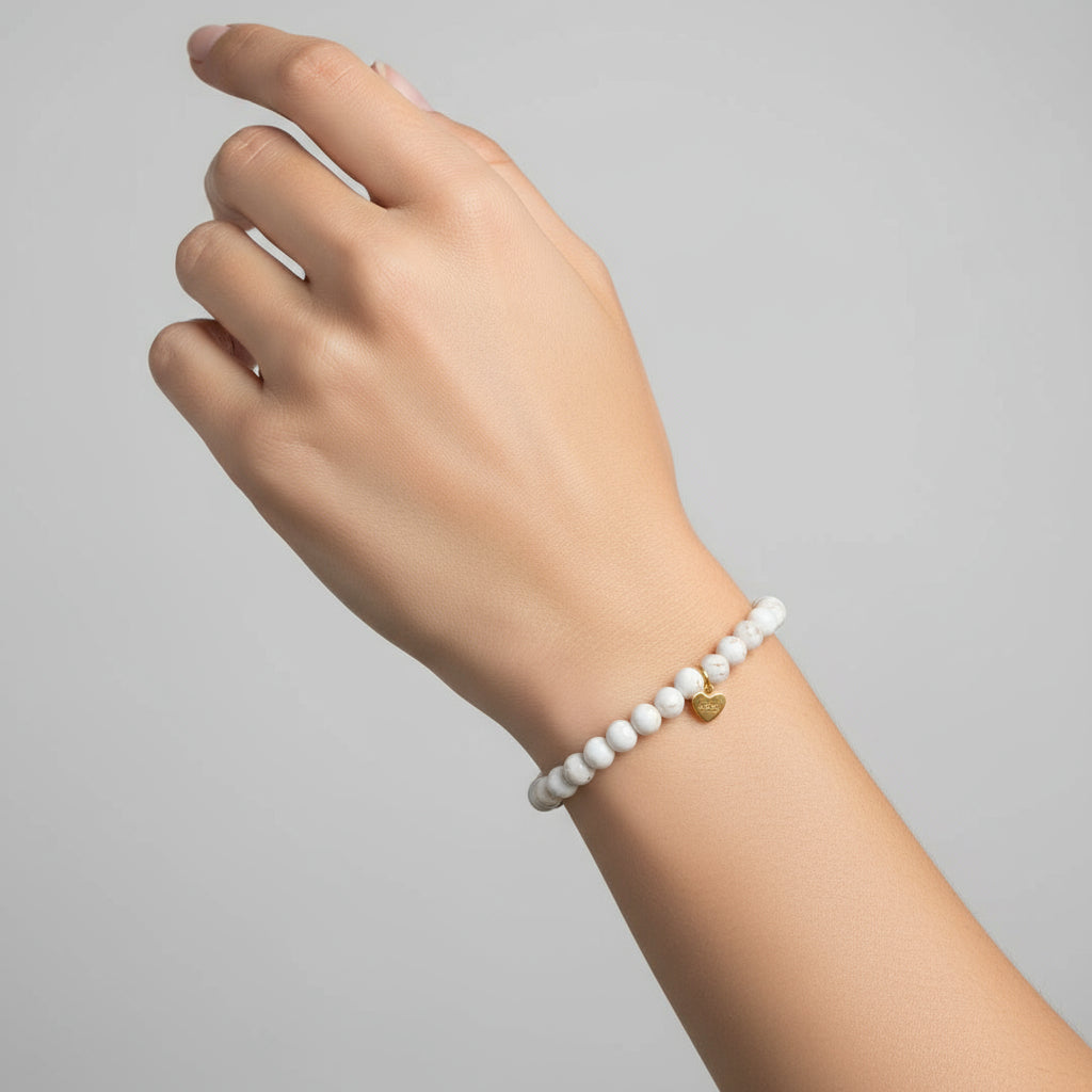 MARBLE GLASS BEADS ELASTIC BRACELET