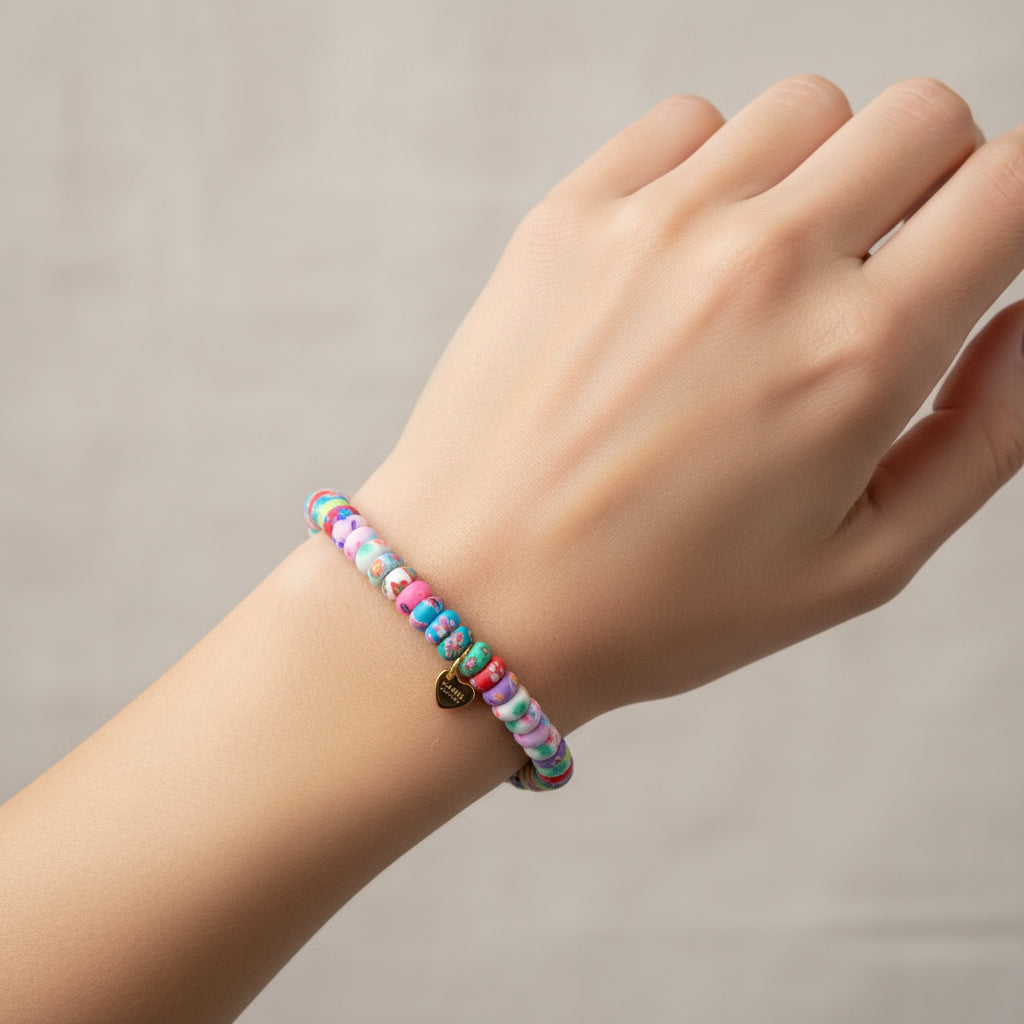 BOQUERON RONDELLE CLAY BEADS ELASTIC BRACELET