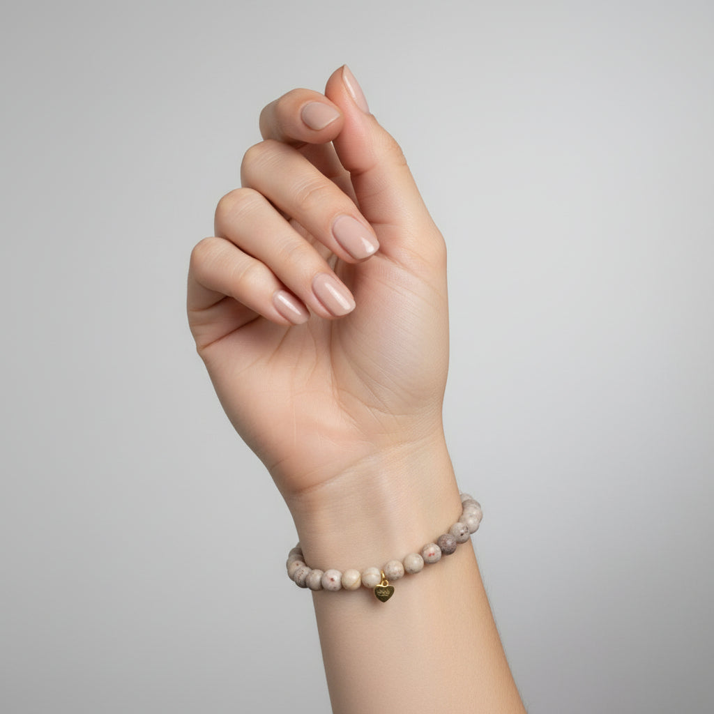 MARBLE GLASS BEADS ELASTIC BRACELET