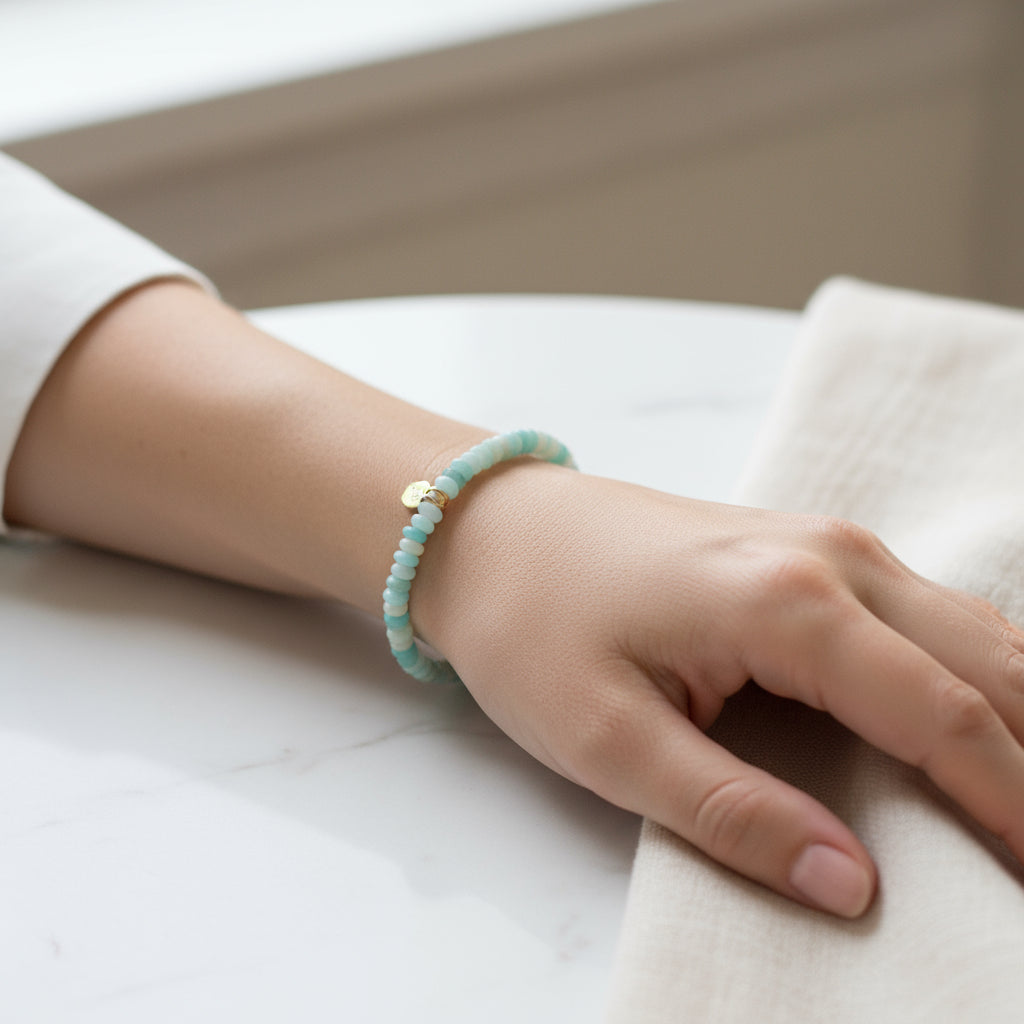 JOBOS THIN RONDELLE GLASS BEADS ELASTIC BRACELET