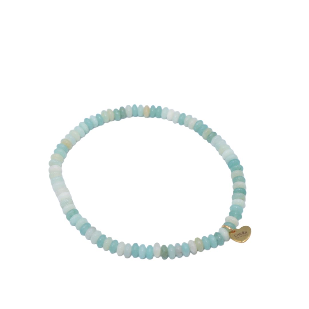 THIN RONDELLE GLASS BEADS ELASTIC BRACELET