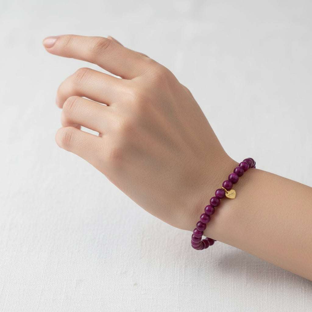 ISLA SOLID COLOR GLASS BEADS ELASTIC BRACELET