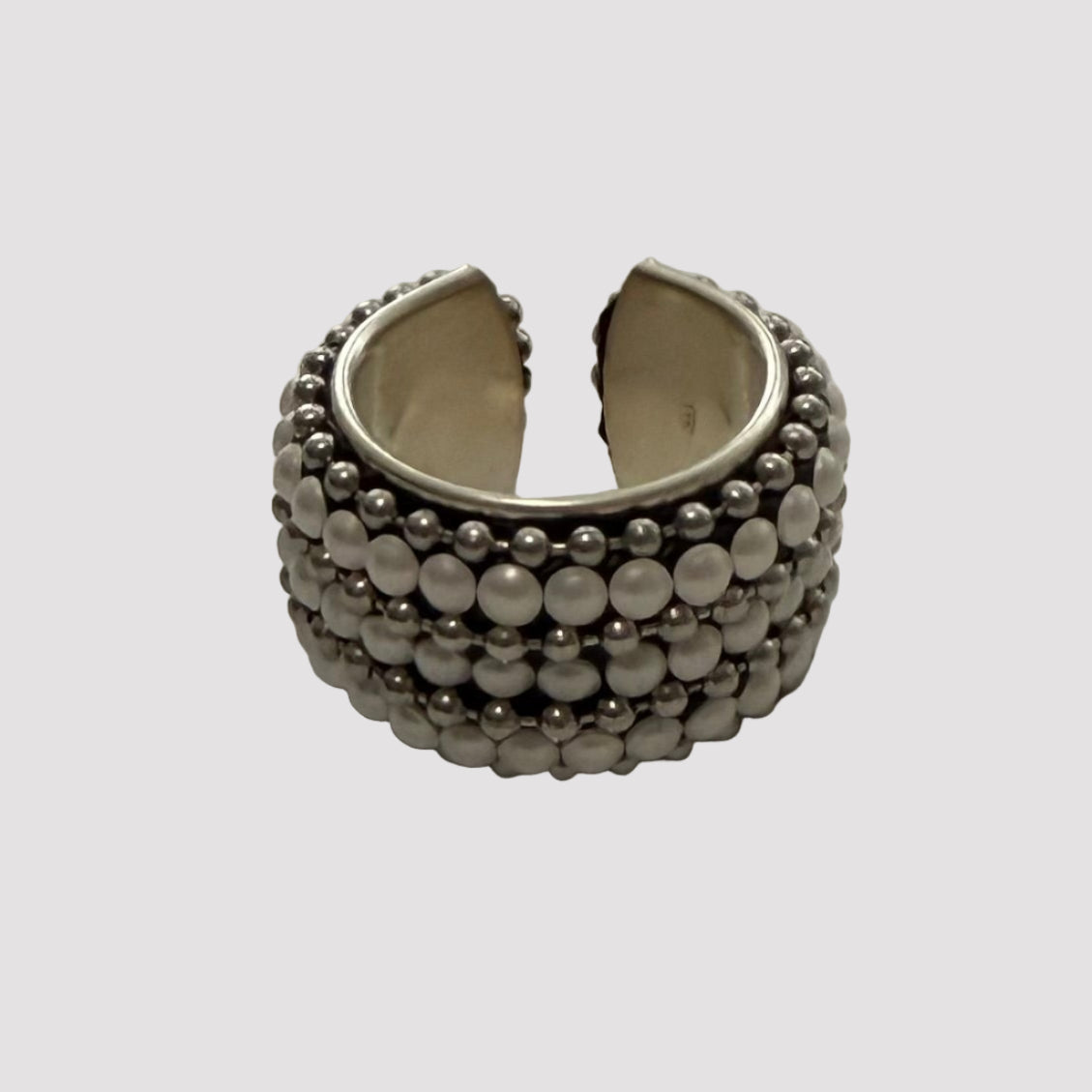 B.E. BALLS CHAIN AND PEARLS RING BAND