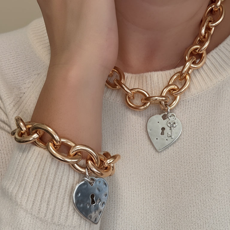 COOLSKIN HEART WITH KEY BICOLOR BRACELET