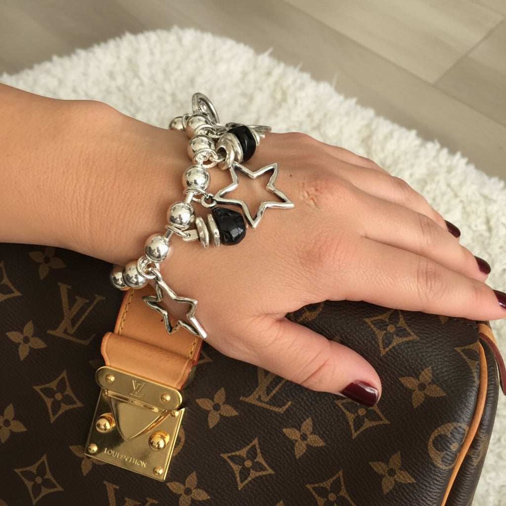 COOLSKIN STARS AND BLACK BALLS CHAIN BRACELET