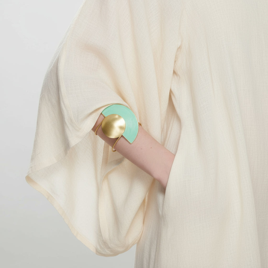 ASAMI GREEN OXIDATED BRASS CUFF BRACELET - Carol & Co Jewelry
