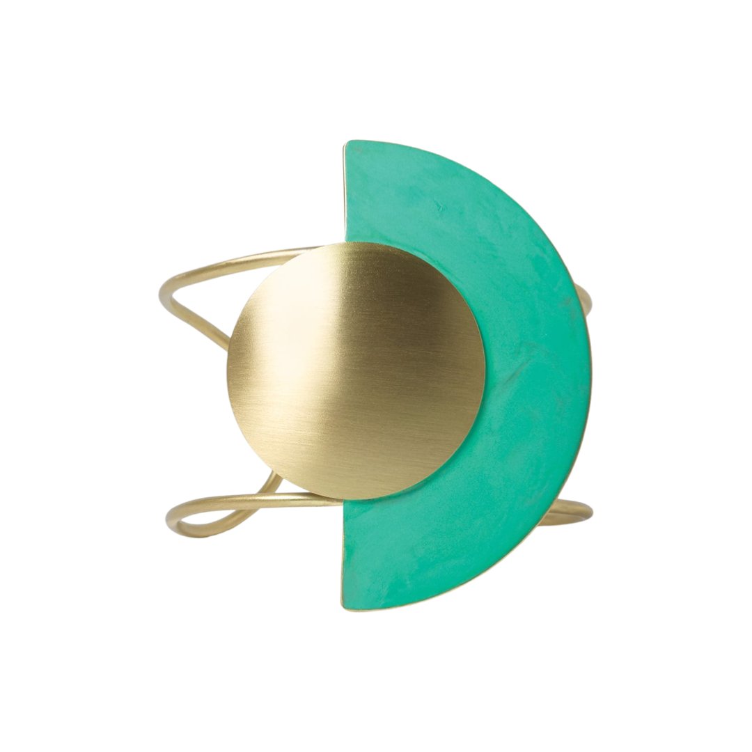 ASAMI GREEN OXIDATED BRASS CUFF BRACELET - Carol & Co Jewelry