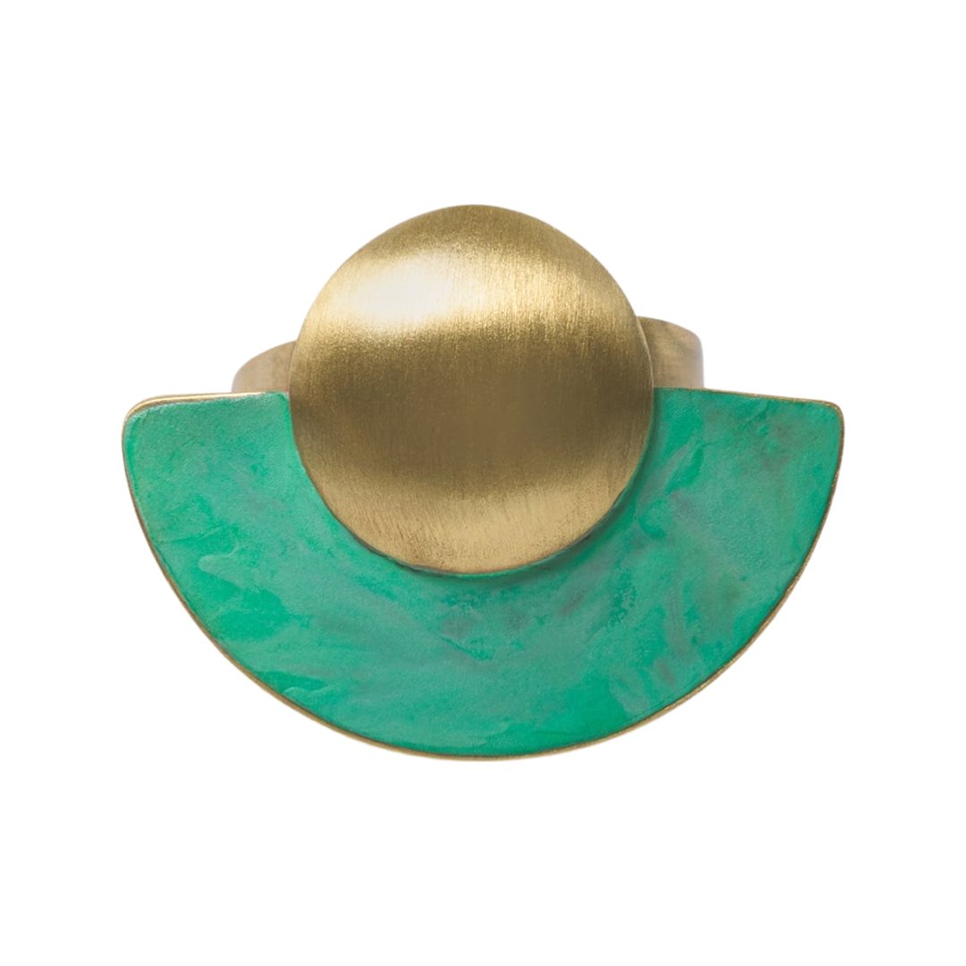 ASAMI GREEN OXIDATED BRASS RING BY KATERINA VASSOU - Carol & Co Jewelry