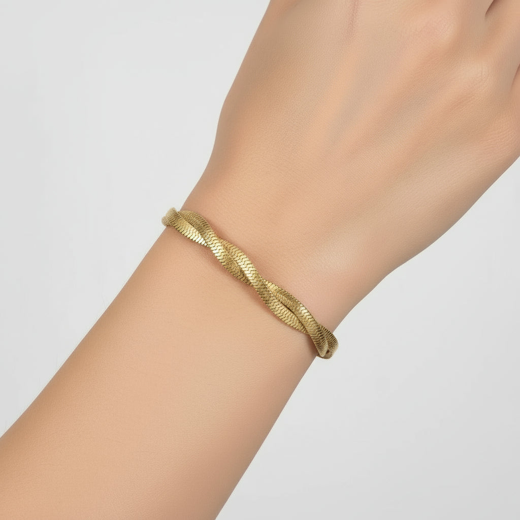 AURORA STAINLESS STEEL DOUBLE SNAKE CHAIN BRACELET - Carol & Co Jewelry