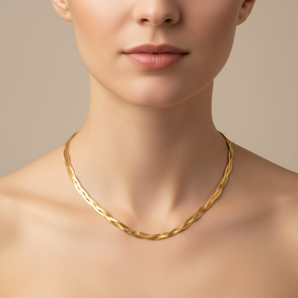 AURORA STAINLESS STEEL DOUBLE SNAKE CHAIN NECKLACE - Carol & Co Jewelry