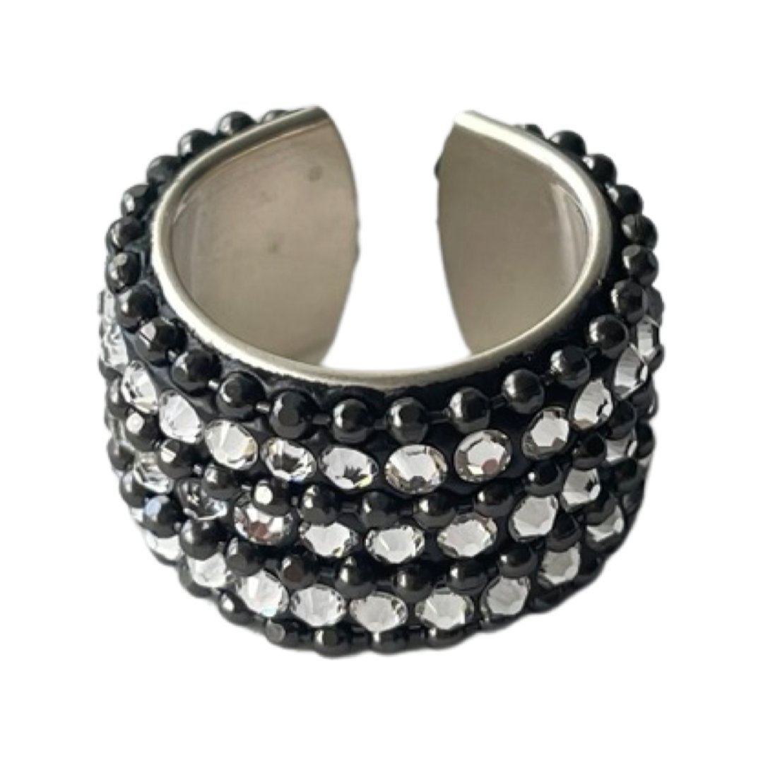 B.E. BALLS CHAIN AND SWAROVSKI RING BAND - Carol & Co Jewelry