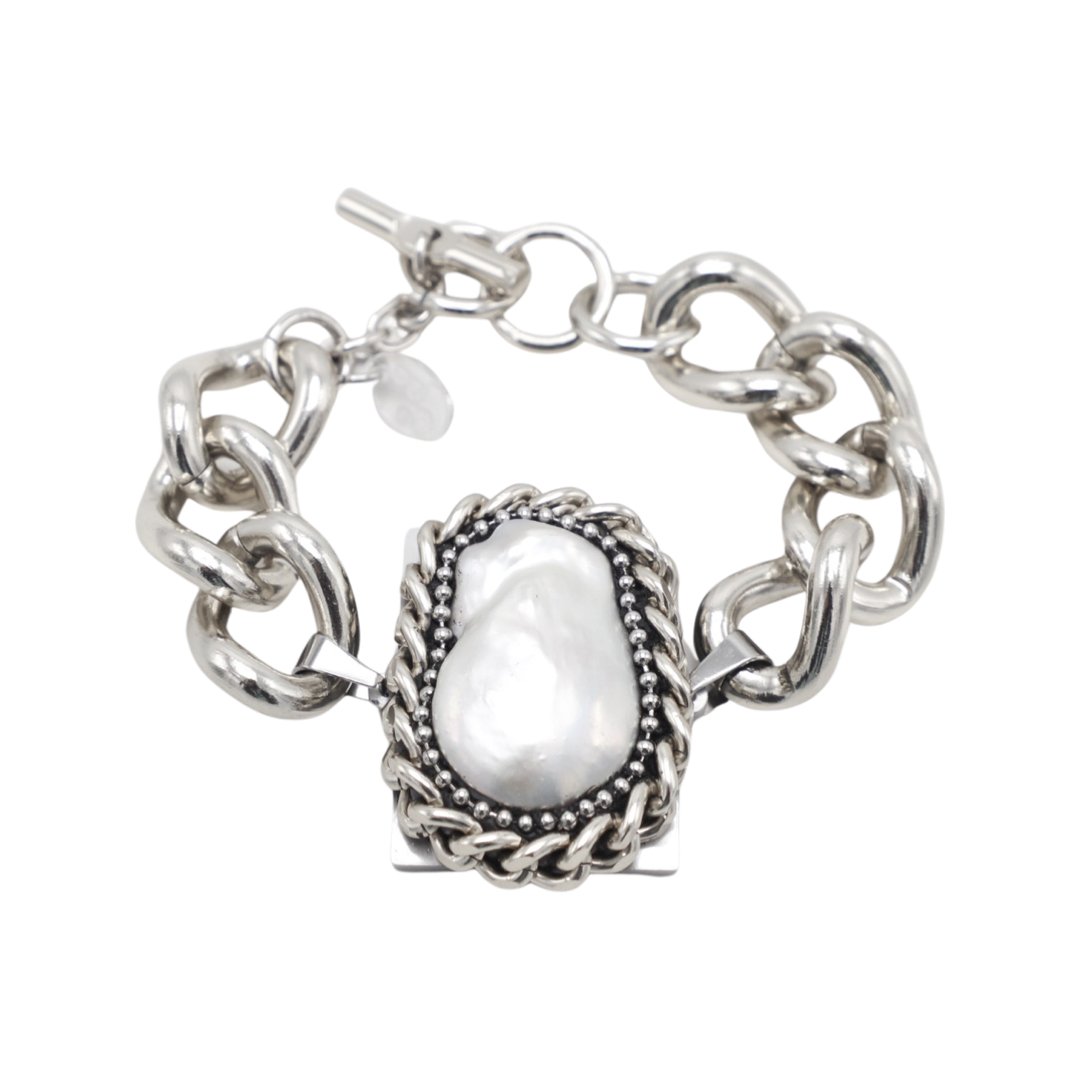 B.E. BARROCA PEARL SILVER BRACELET - Carol & Co Jewelry