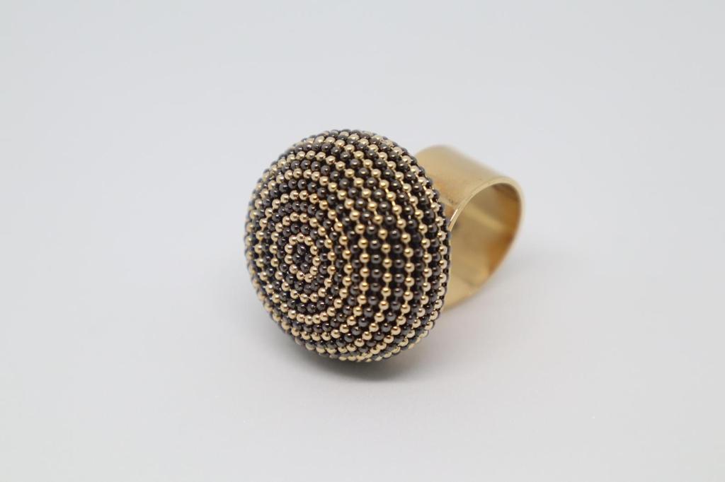 B.E. BLACK AND GOLD ROUND RING - Carol & Co Jewelry