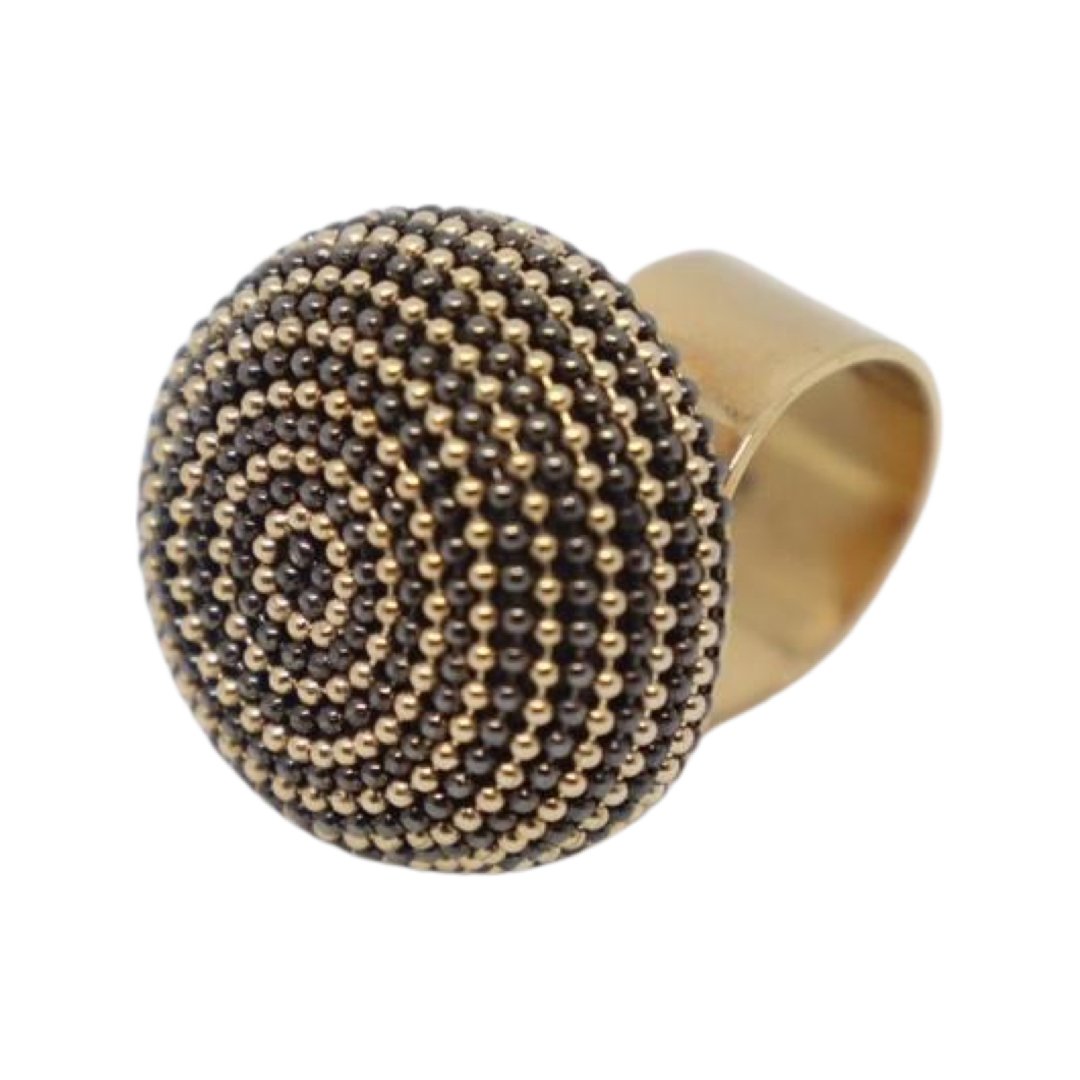 B.E. BLACK AND GOLD ROUND RING - Carol & Co Jewelry