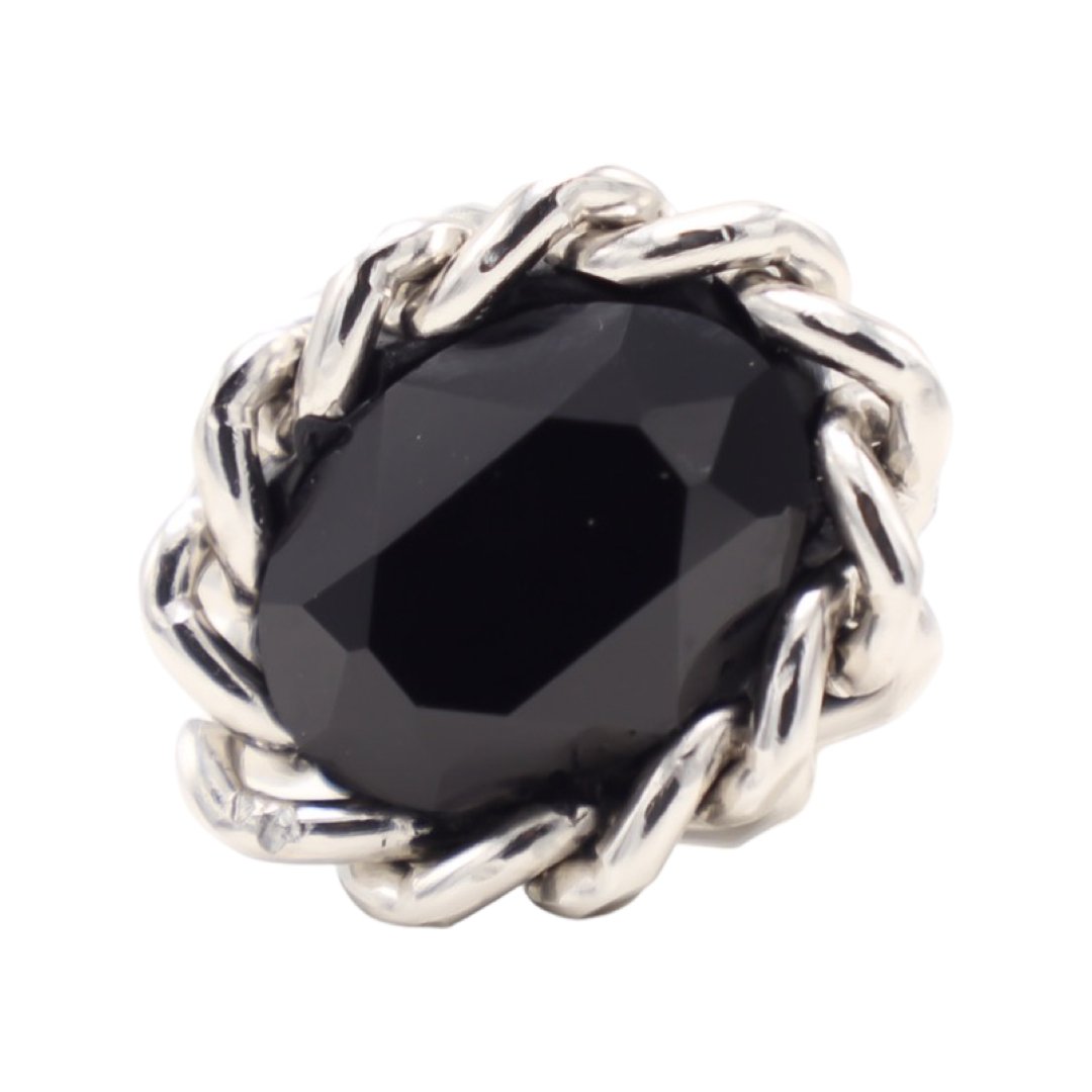 B.E. BLACK SWAROVSKI ROLO CHAIN RING - Carol & Co Jewelry