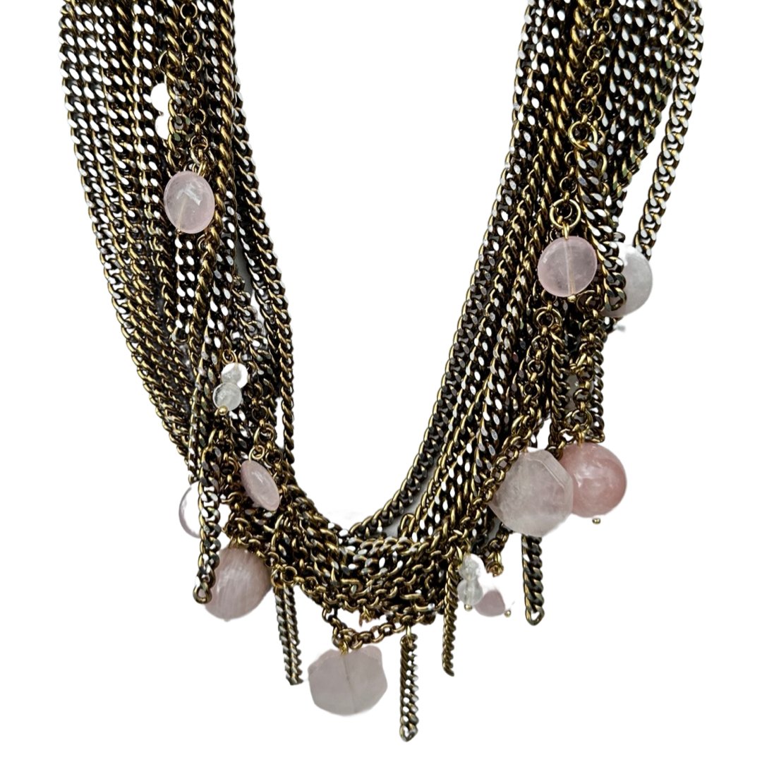 B.E. BRONZE AND PINK MULTI-LAYERED NECKLACE - Carol & Co Jewelry