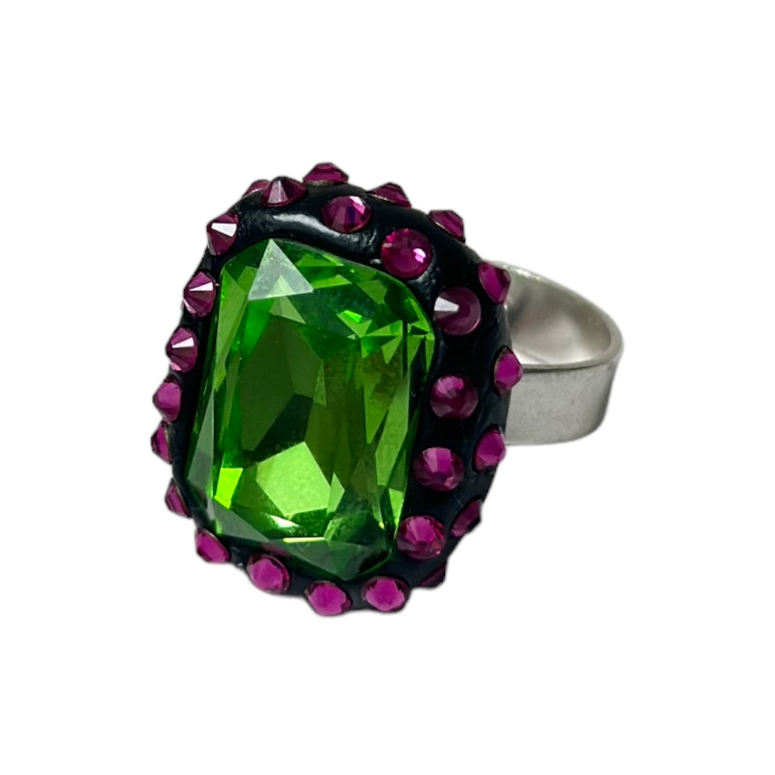 B.E. COLORS RECTANGLE SWAROVSKI RING - Carol & Co Jewelry