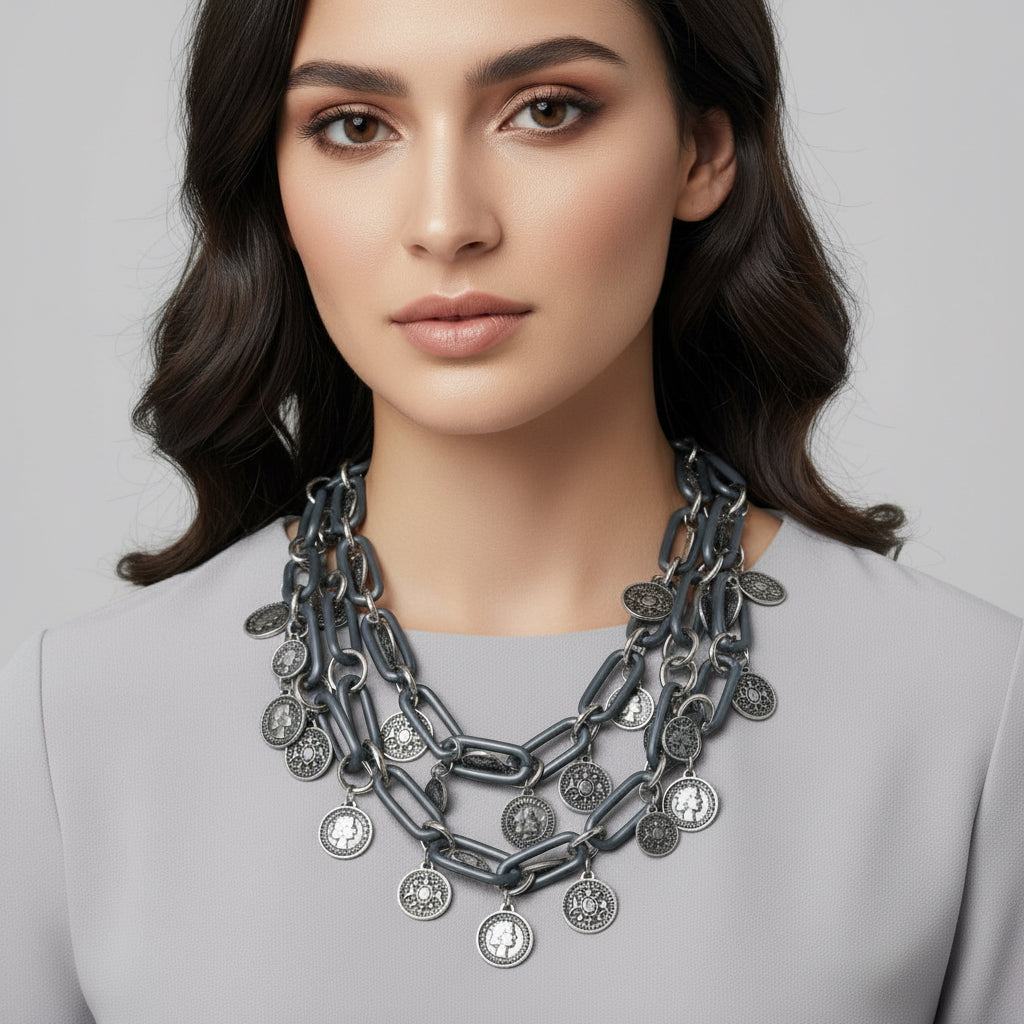 B.E. GRAY COINS CHOKER NECKLACE - Carol & Co Jewelry
