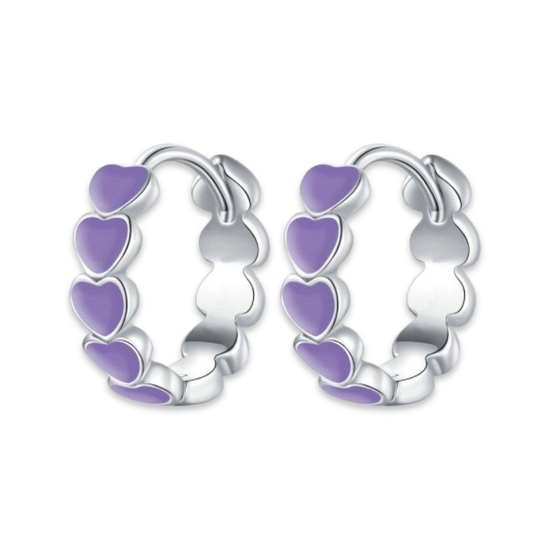 COLORED HEARTS MINI HOOP EARRINGS - Carol & Co Jewelry