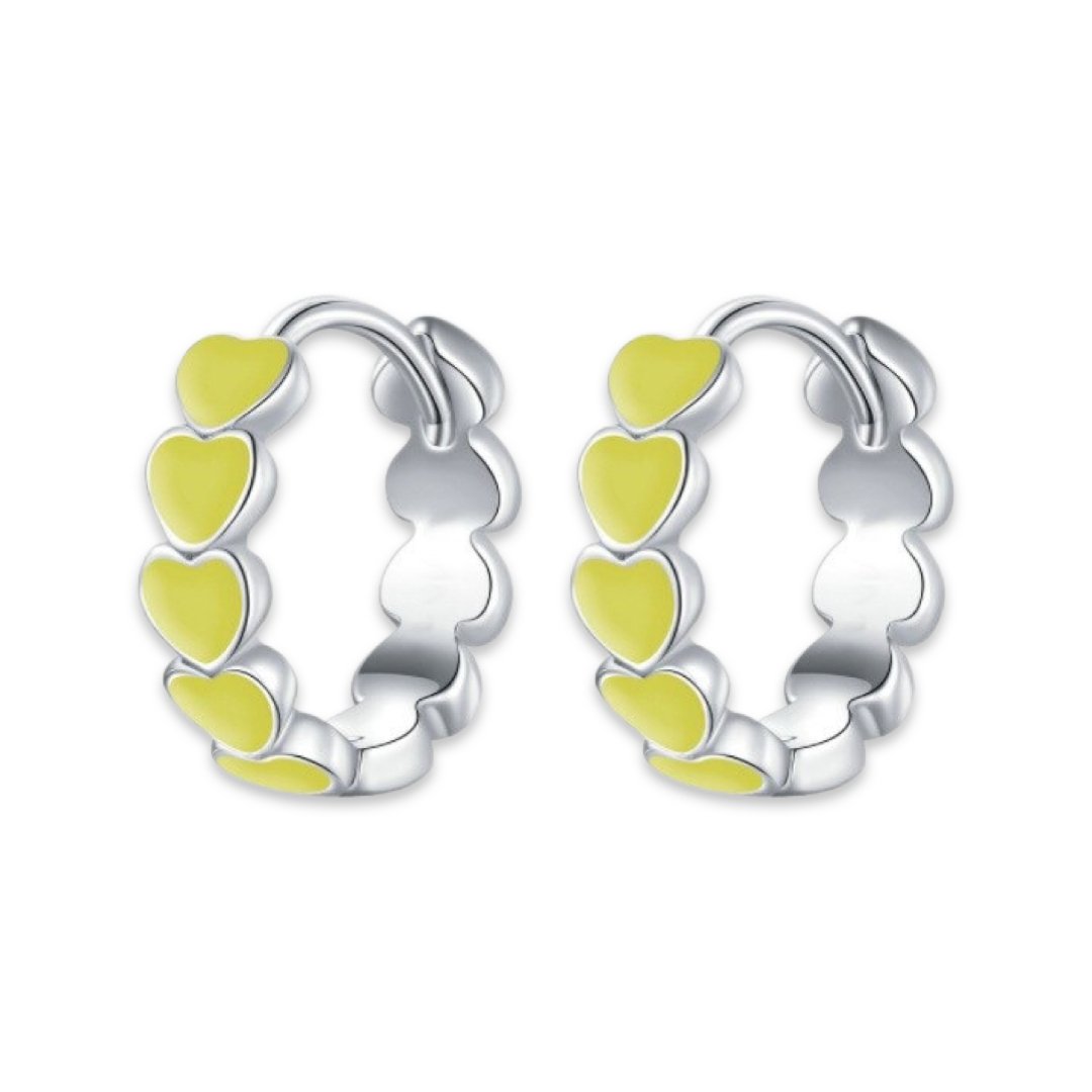 COLORED HEARTS MINI HOOP EARRINGS - Carol & Co Jewelry