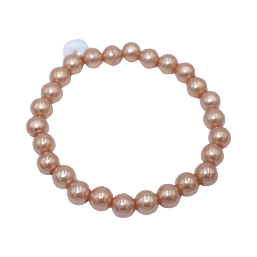 CORA ELASTIC BRACELET WITH PINK CLASSIC PEARLS - Carol & Co Jewelry