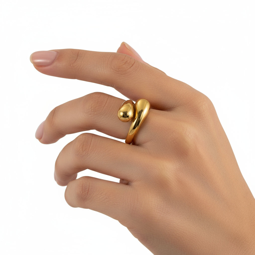 LAYLA STAINLESS STEEL TEARDROP RING - Carol & Co Jewelry