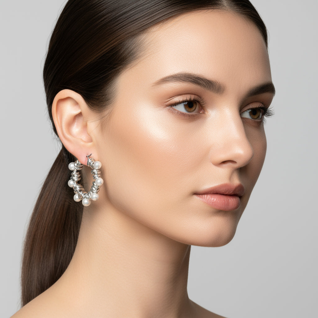 MANU CERCHI PEARL RONDELLE EARRINGS - MEDIUM - Carol & Co Jewelry