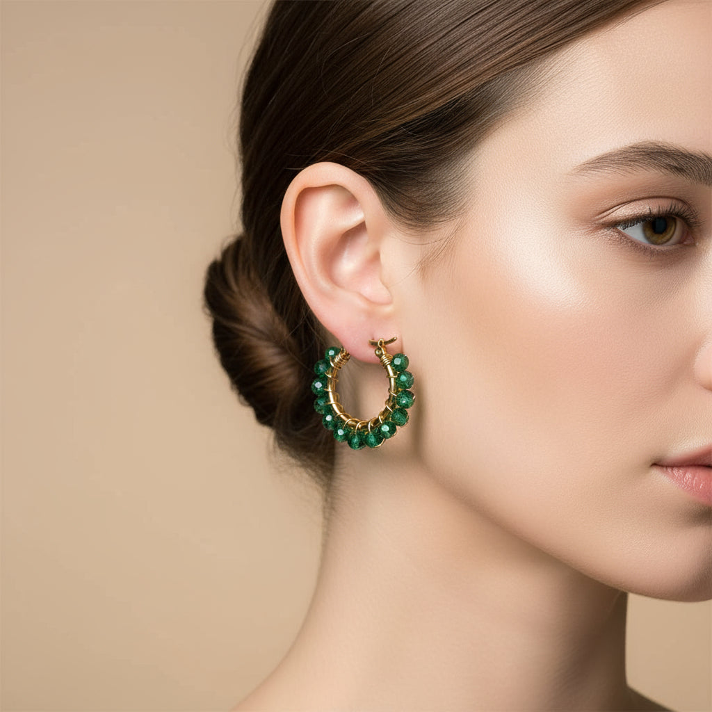 MANU CRYSTAL HOOP EARRINGS - Carol & Co Jewelry