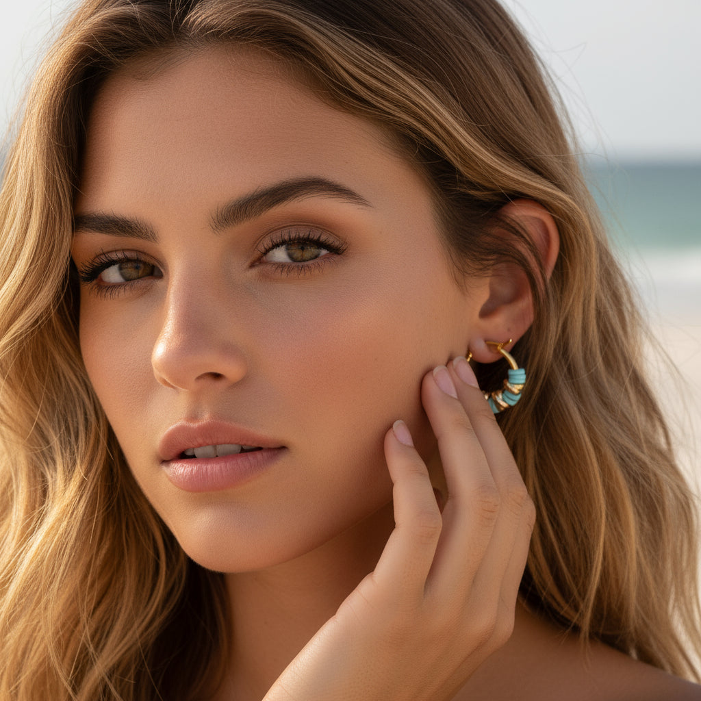 MANU HAWAII RONDELLE HOOP EARRINGS - Carol & Co Jewelry