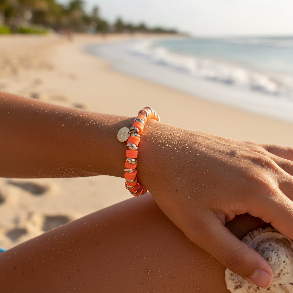 MANU HAWAII THICK RONDELLE ELASTIC BRACELET - Carol & Co Jewelry